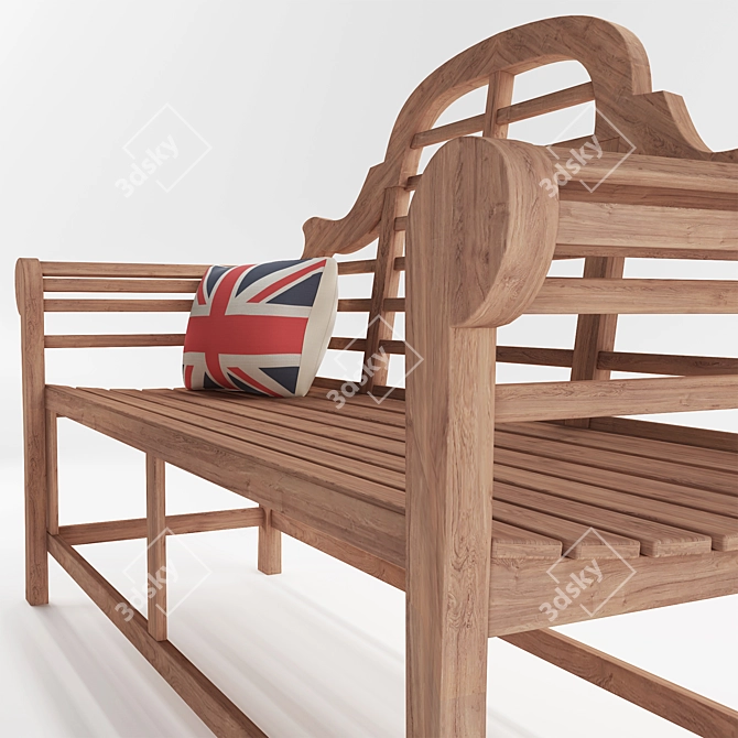 Elegant Lutyens Teak Bench 3D model image 2