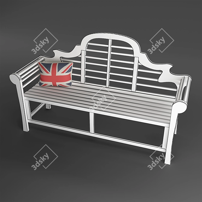 Elegant Lutyens Teak Bench 3D model image 3