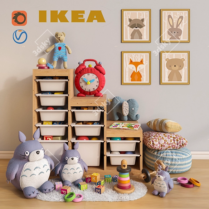 IKEA Children's Room Set: Furniture, Toys, and Decor 3D model image 1