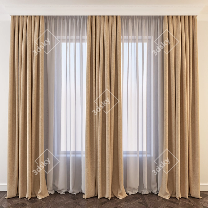 Unwrapped Curtain with Retopology 3D model image 1