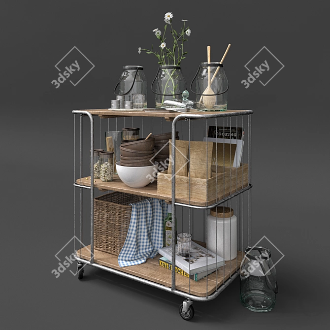 Industrial Loft Kitchen Decor Set 3D model image 1