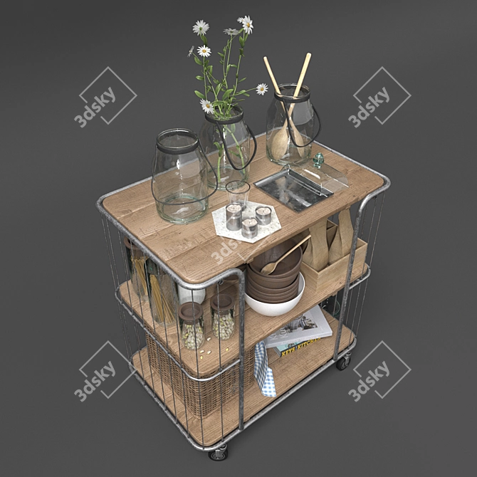 Industrial Loft Kitchen Decor Set 3D model image 2
