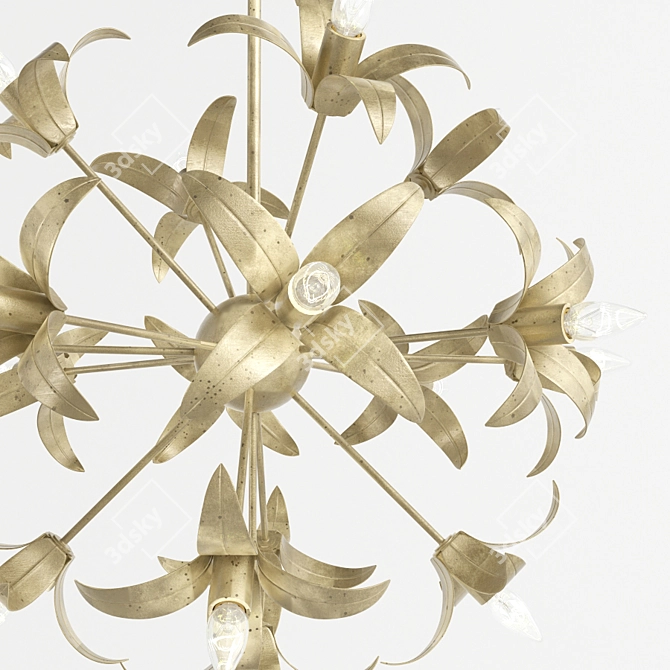 Metal Lily Chandelier (16-Light, 68cm) 3D model image 2