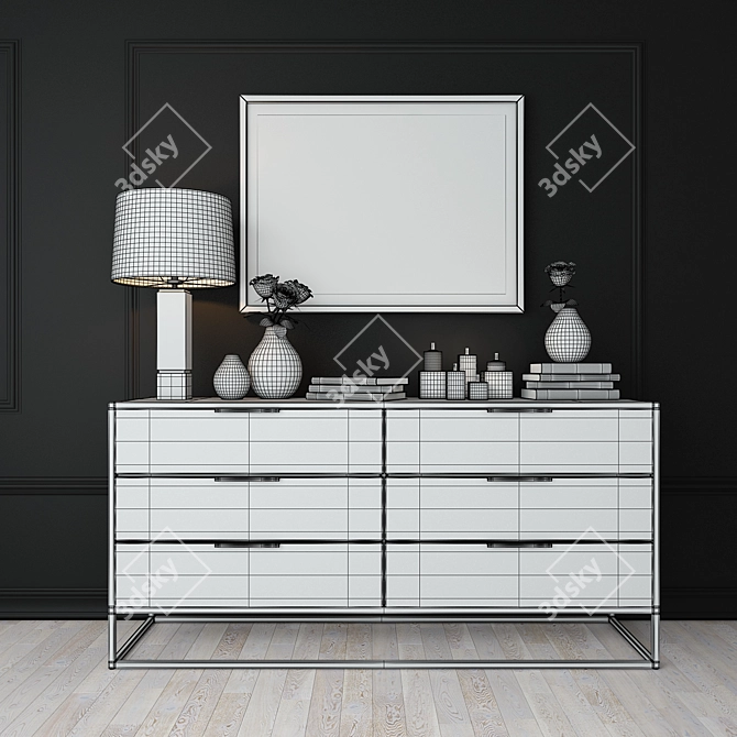 Elegant Oxford 6-Drawer Dresser Set 3D model image 3