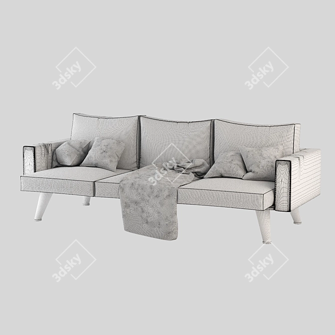 CozyComfort Fabric Sofa 3D model image 2