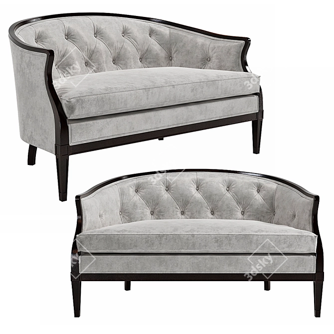 Regency Tufted Back Sofa - Handmade 3D Model 3D model image 1