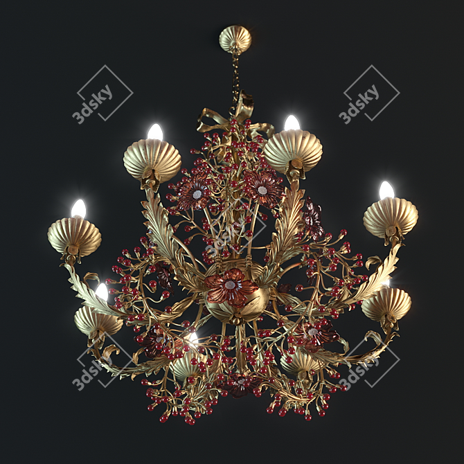 Elegant Mechini L219/8 Gold Pendant 3D model image 2