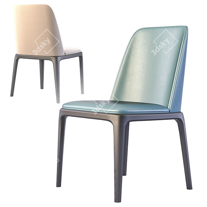 Elegant Dual Material Chair 3D model image 2