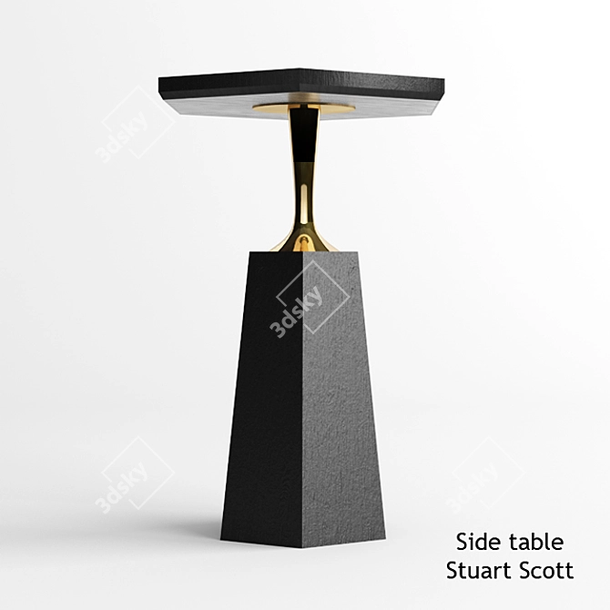 Minimalist Oak Side Table - Stuart Scott 3D model image 1