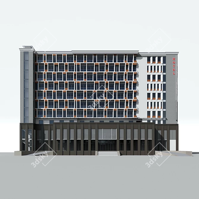 High-rise Hotel Building 3D model image 2