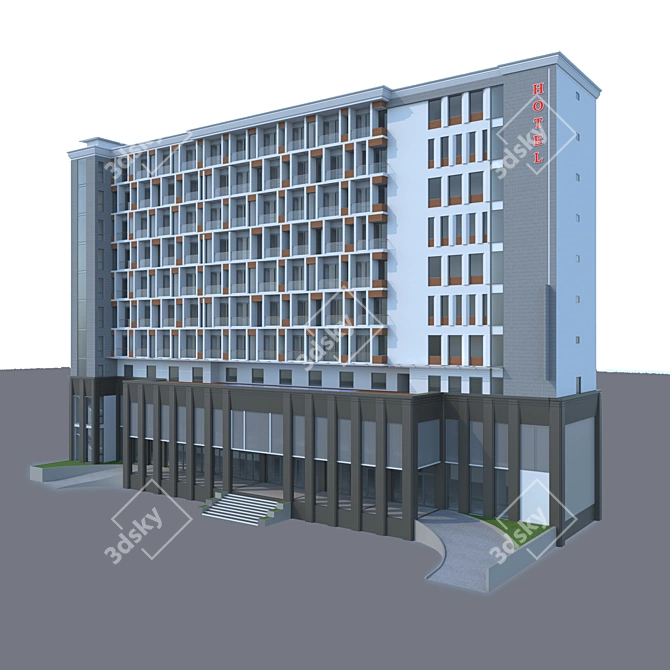 High-rise Hotel Building 3D model image 3