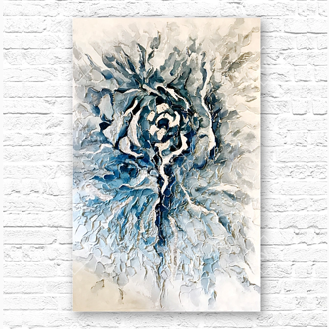 Abstract Blue and White Painting 3D model image 1