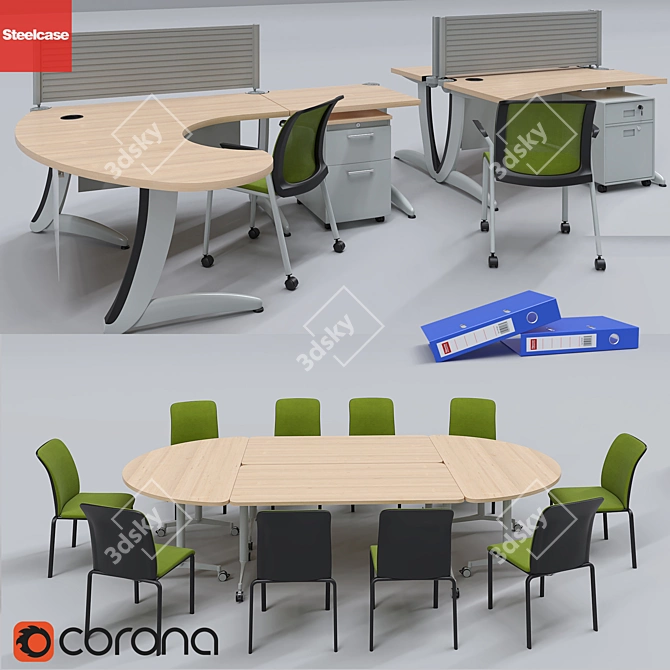 Steelcase Office Furniture Collection 3D model image 2