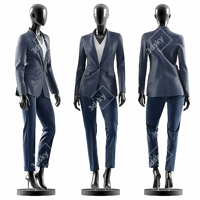 Elegant Blue Women's Suit 3D model image 1