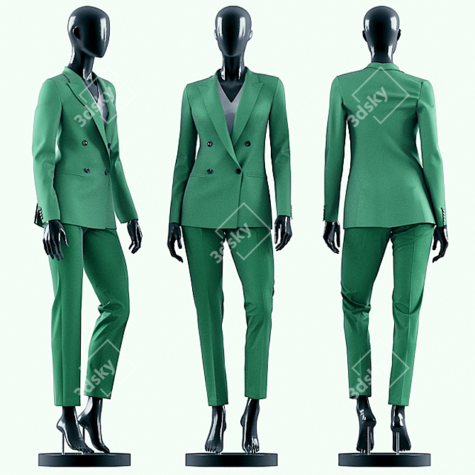 Emerald Elegance: MD-designed Woman Green Suit 3D model image 1