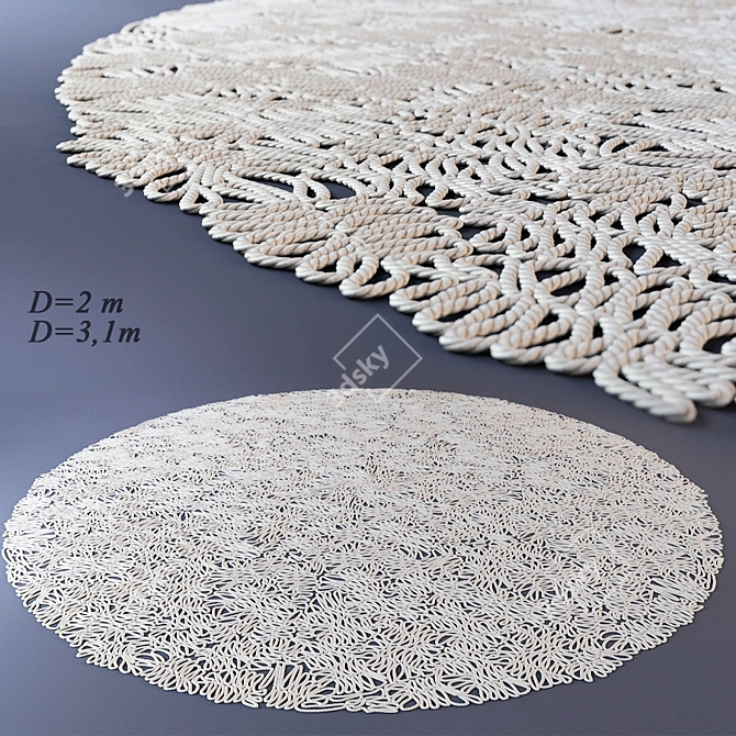 Versatile Rope Carpet: Customizable Size & Thickness 3D model image 1