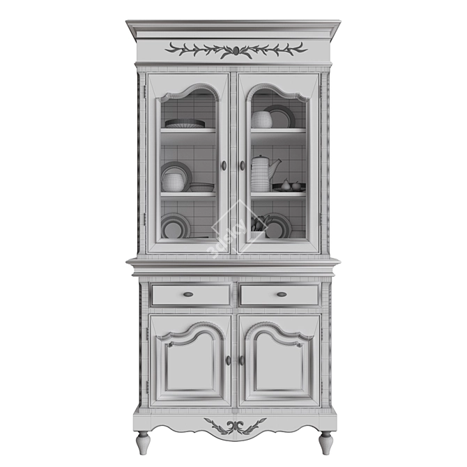 Provence Style White Kitchen Cupboard 3D model image 3