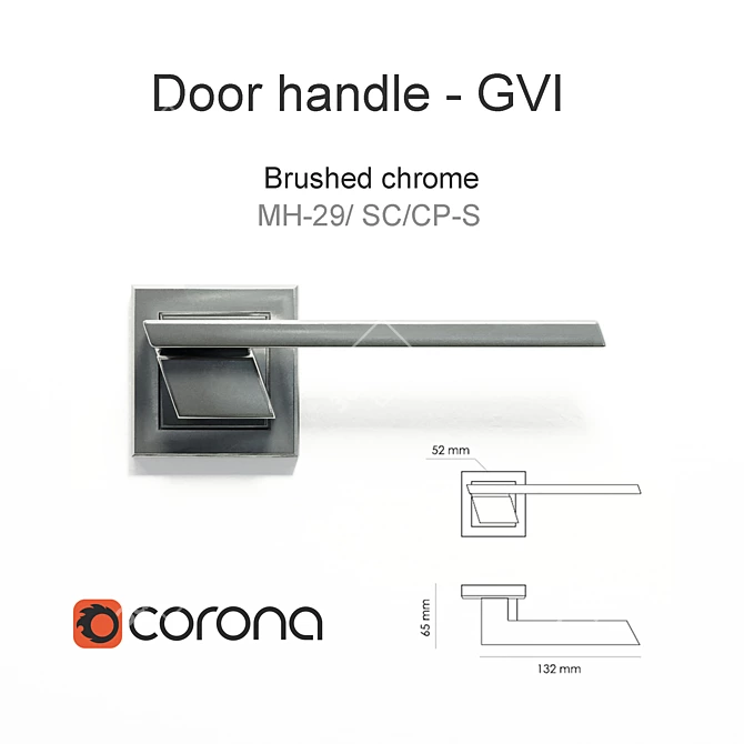 GVI Door Handle: Sleek and Durable 3D model image 1