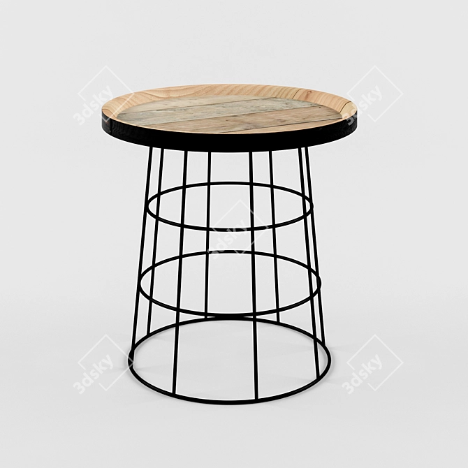 KARE DESIGN Country Life 53 cm - Stylish Round Metal and Wood Accent Table 3D model image 1
