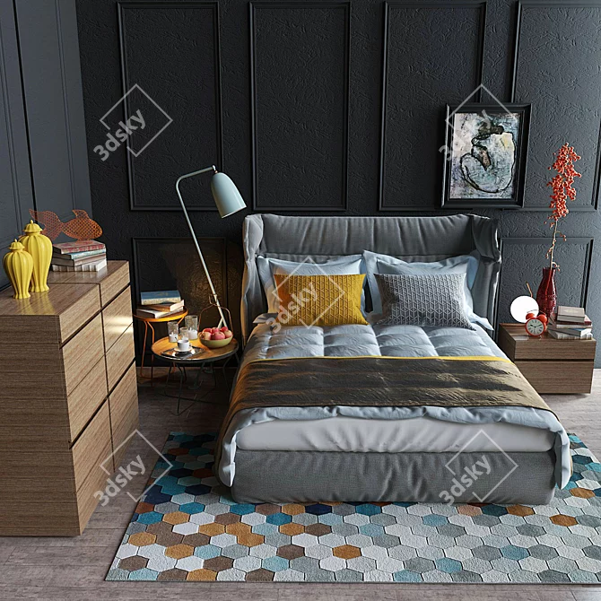 Modern Oregon Bed: Quality and Style 3D model image 1