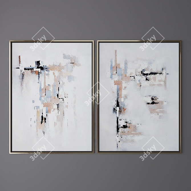 Modern Art Set | 30"x40" | Vertical 3D model image 1