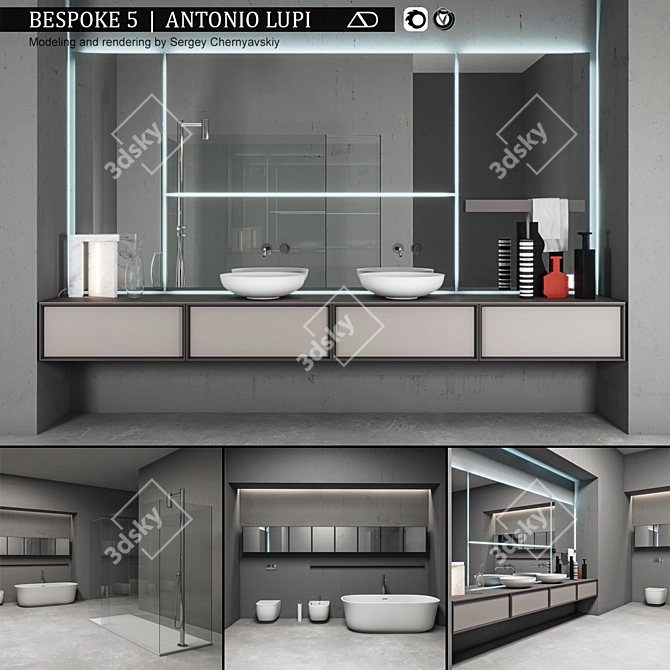 Eleganza Bathroom Furniture Set 3D model image 1