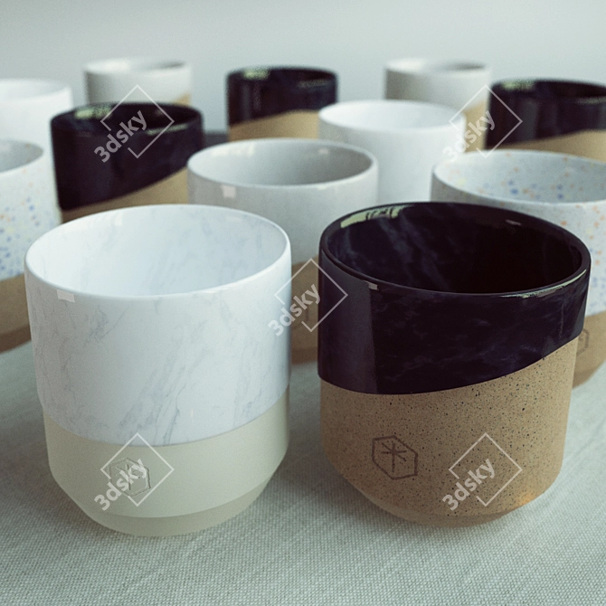 Nordic Elegance: Handcrafted Ceramic Mugs 3D model image 2