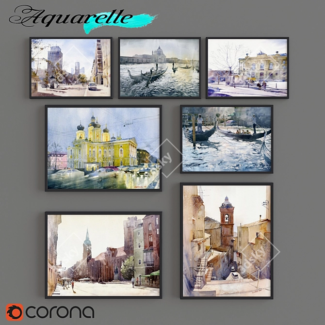 Cityscape Aquarelle Art Series 27 3D model image 1