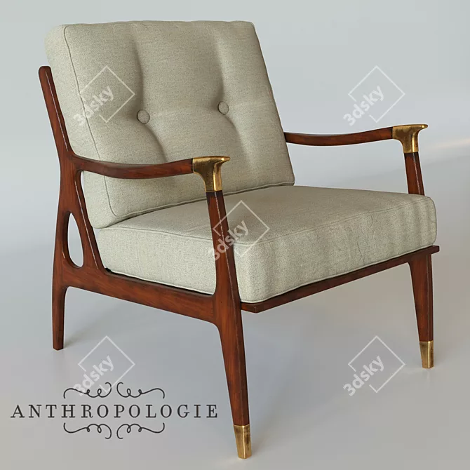 Haverhill Chair: Linen Upholstered, Birch Frame 3D model image 1