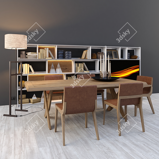 Modern Living Room Furniture Set 3D model image 1