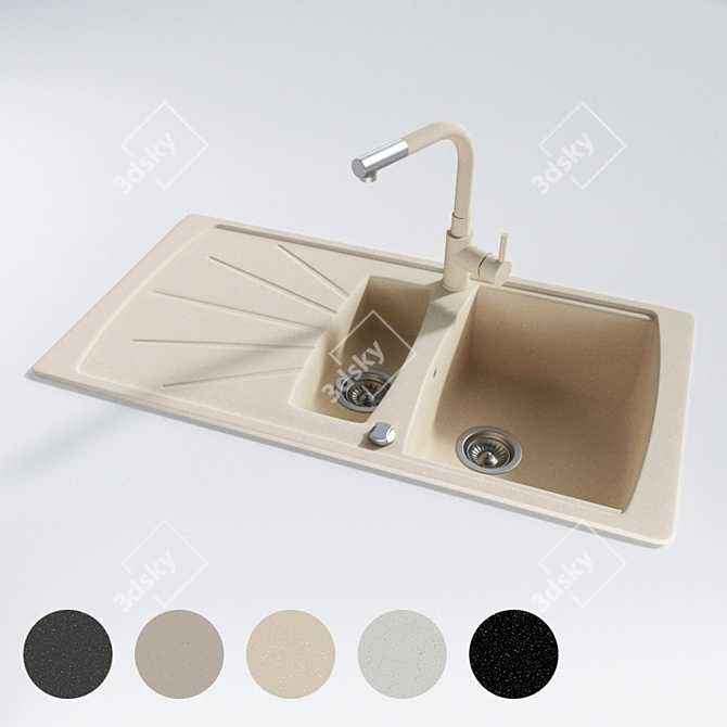 Granite Kitchen Sink: 5 Textures 3D model image 1