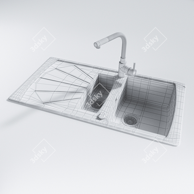 Granite Kitchen Sink: 5 Textures 3D model image 3