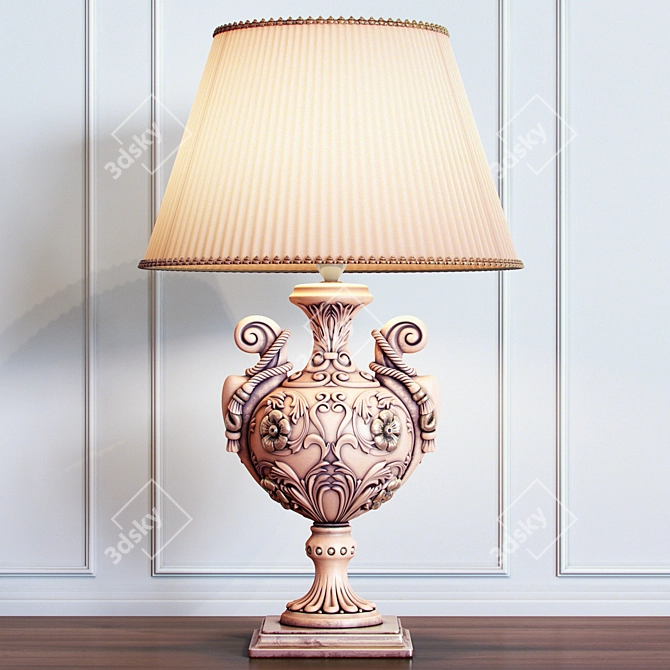 Classical Table Lamp with White Pleated Shade - Francesco Pasi 3D model image 1