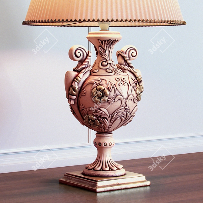 Classical Table Lamp with White Pleated Shade - Francesco Pasi 3D model image 2