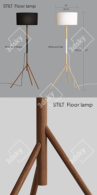 Stylish Stilt Floor Lamp 3D model image 2