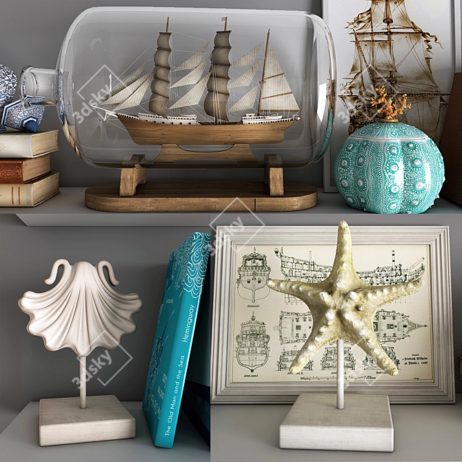 Elegant Textured Decor Set 3D model image 2