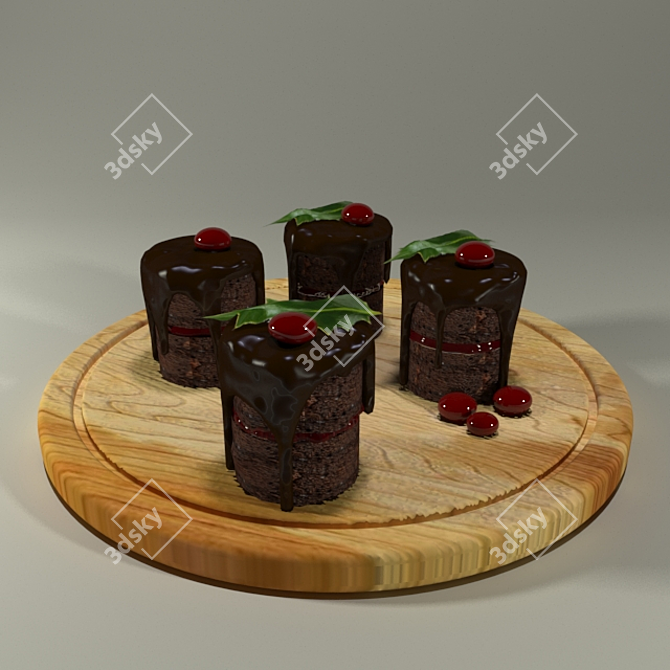 Festive Christmas Cake 3D model image 1