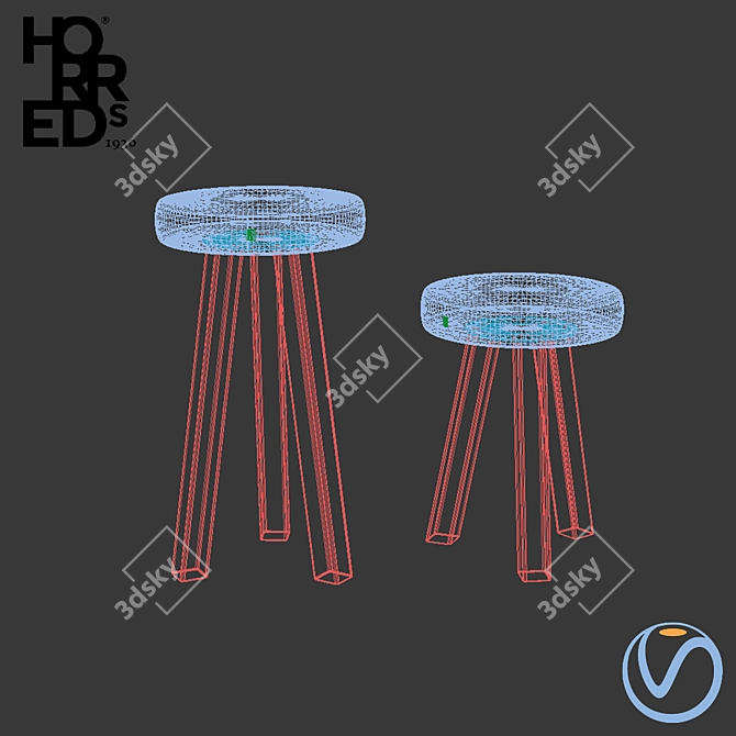 Sleek Scandinavian Stool by Horreds 3D model image 2