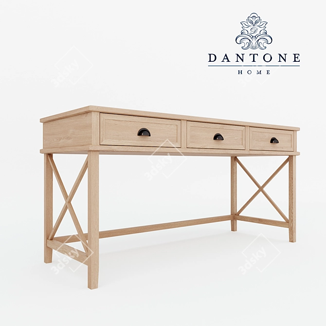 Cambridge Oak Writing Desk with 3 Drawers 3D model image 1