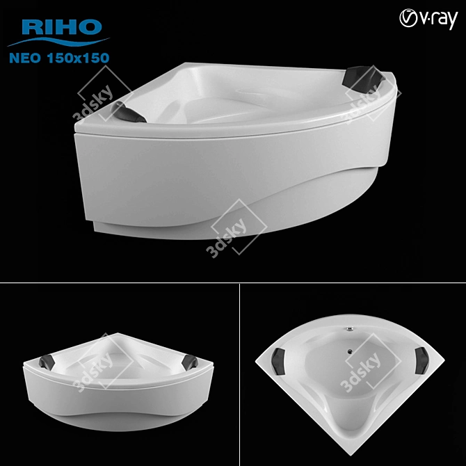 RIHO NEO Corner Acrylic Bath 3D model image 1