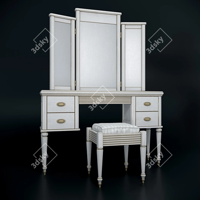 Bourbon Console Table Set 3D model image 1