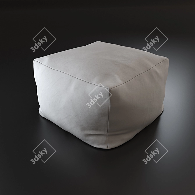 Cozy White Linen Pouf Seat 3D model image 1