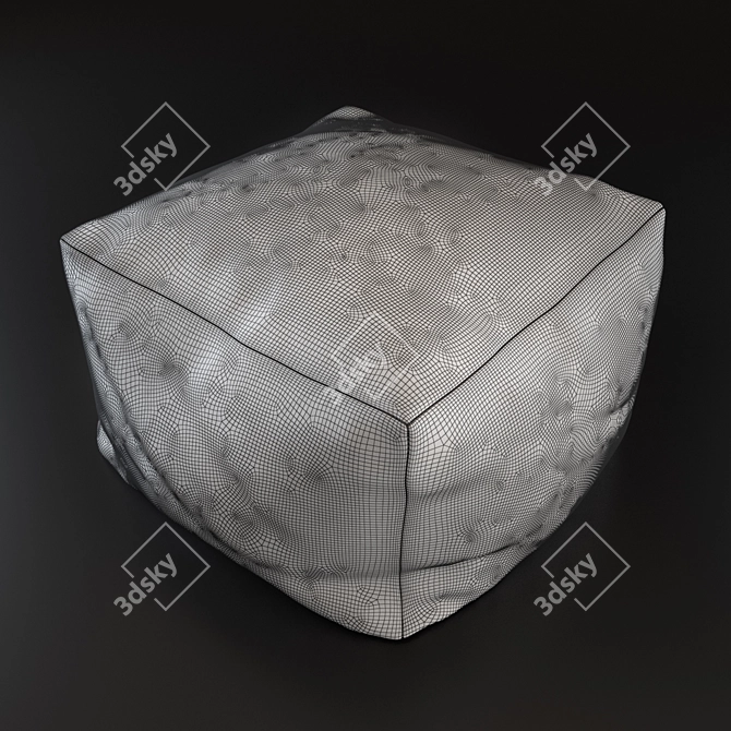 Cozy White Linen Pouf Seat 3D model image 3