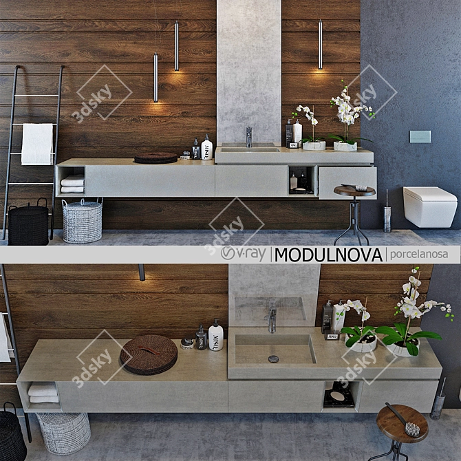 MODULNOVA Bathroom Furniture Set 3D model image 1