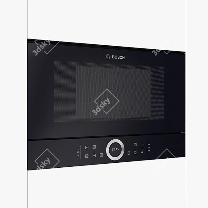 Sleek Black Serie 8 Microwave 3D model image 2