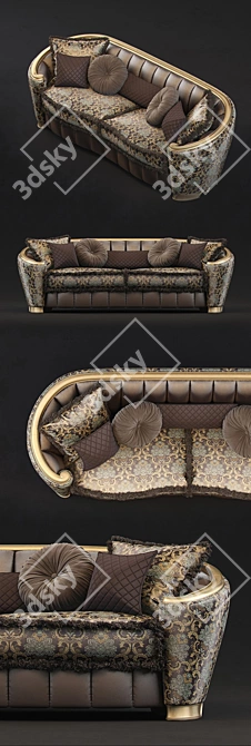 GoldConfort 4-Seater Sofa with Luxurious Design 3D model image 2