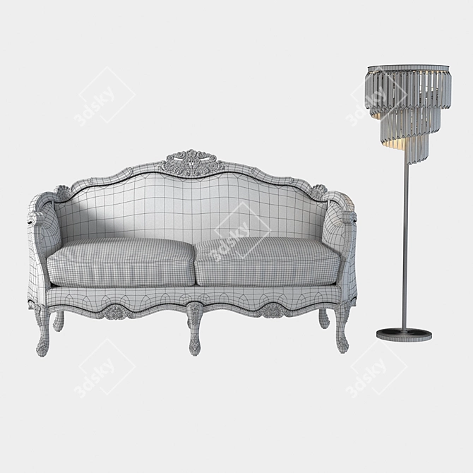 French Chic Luxury Sofa "Angel 3D model image 3