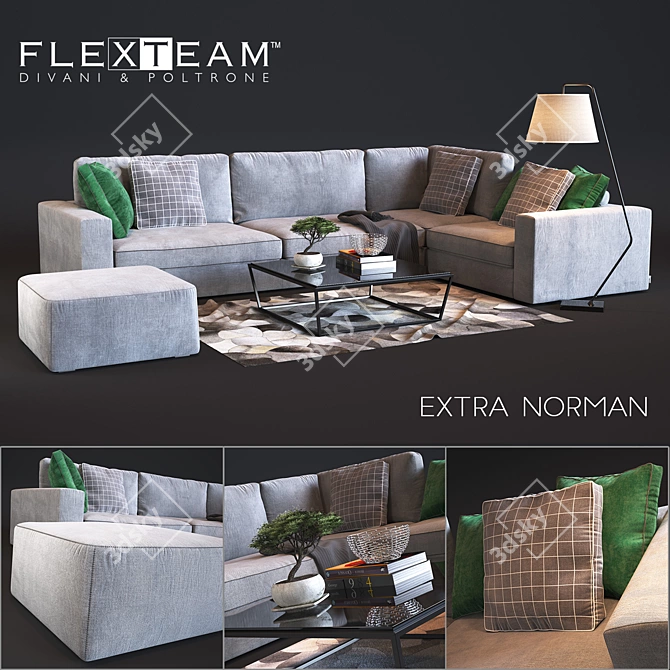 Flexteam Extra - Norman: Classic-Modern Sofa 3D model image 1