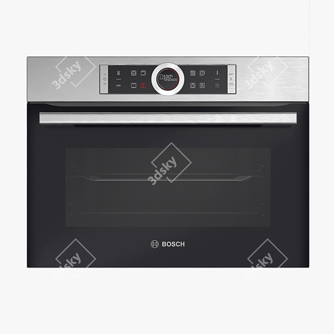 Sleek Brushed Steel Microwave - Serie 8 3D model image 1