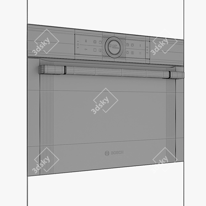 Sleek Brushed Steel Microwave - Serie 8 3D model image 3